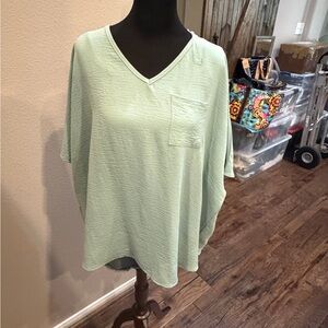 JODIFL Light Green V-Neck Blouse